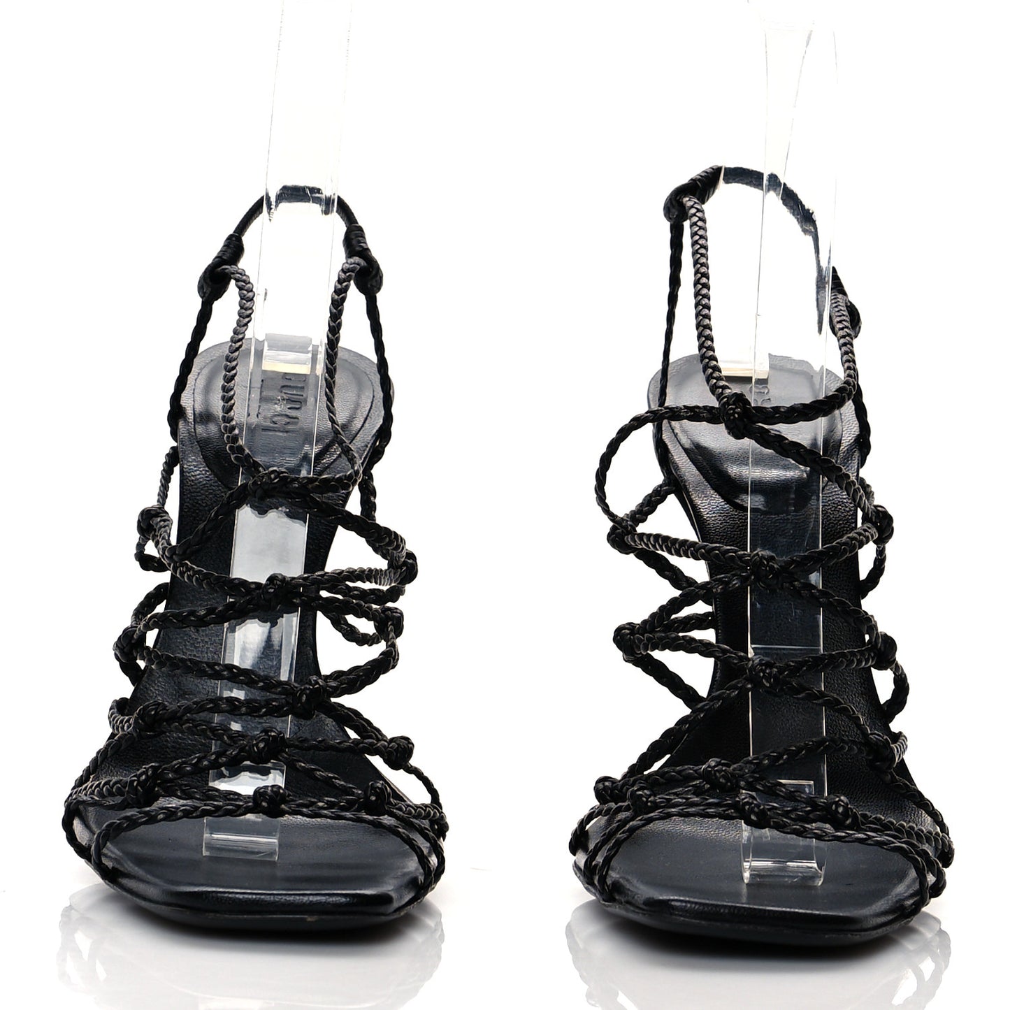 Caged Strappy High Heel Sandals 7 Black