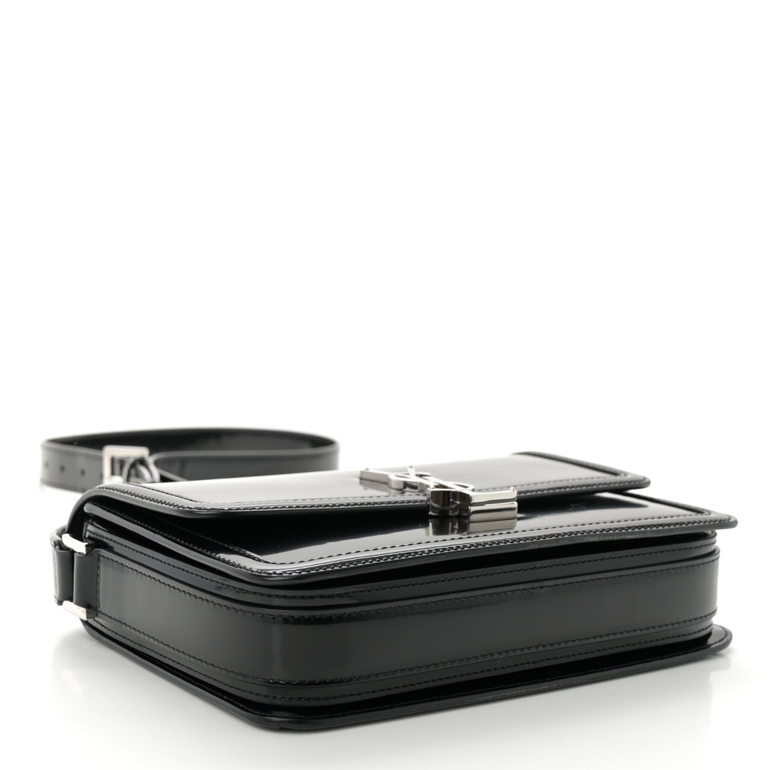 Saint Laurent Patent Calfskin Monogram Medium Solferino Satchel Black 4 of 11