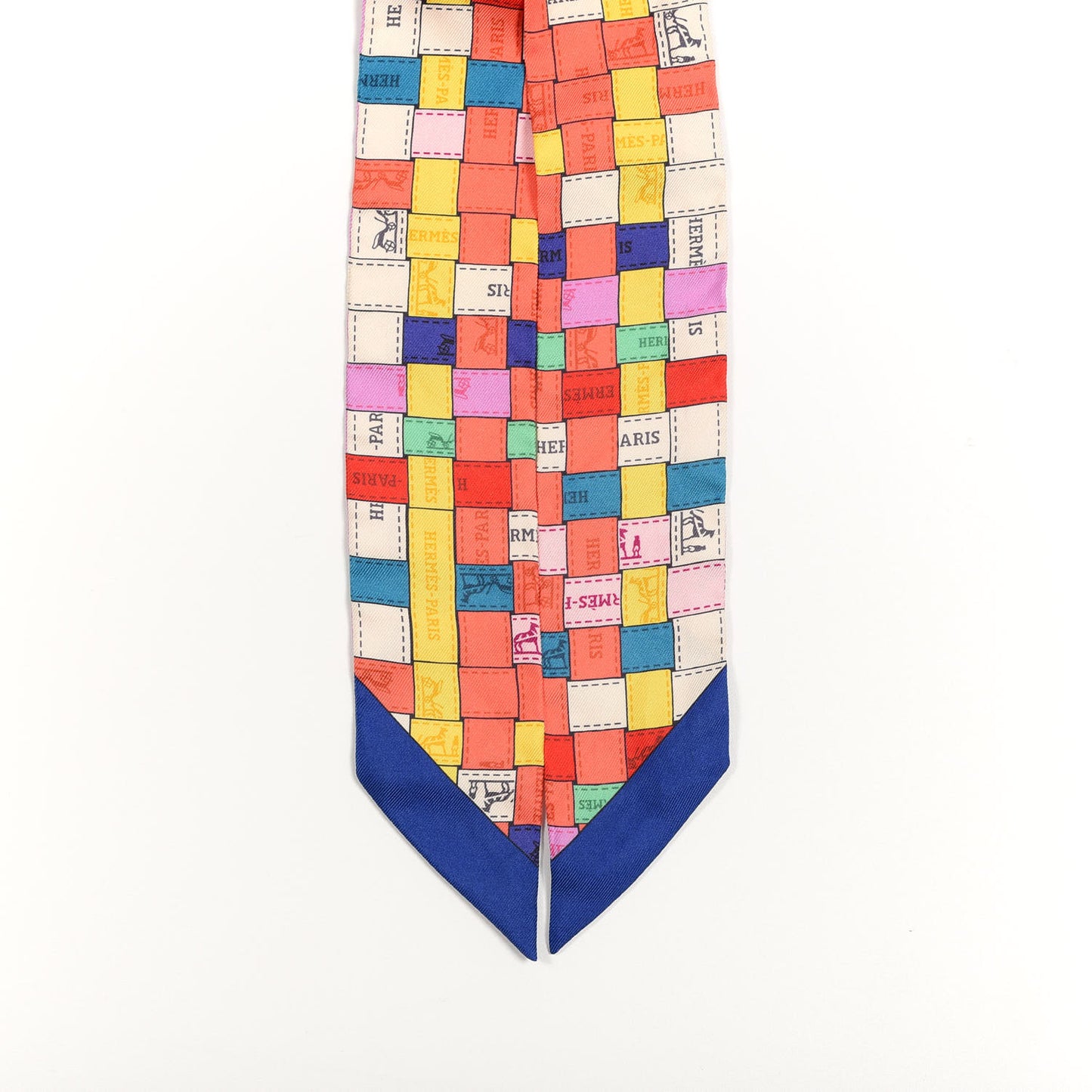 Silk Bolduc Au Carre Twilly Corail Jaune Multicolor