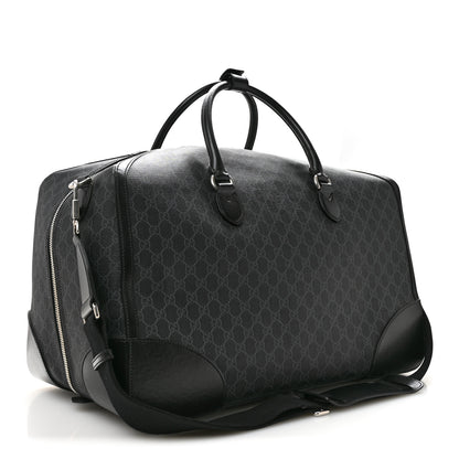 Gucci GG Supreme Monogram Azalea Calfskin Retro Interlocking G Large Duffle Bag Black Grey 2 of 12