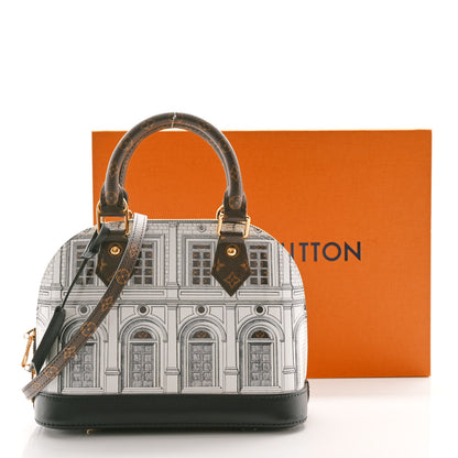 Louis Vuitton X FORNASETTI Calfskin Architettura Alma BB Black White 3 of 10