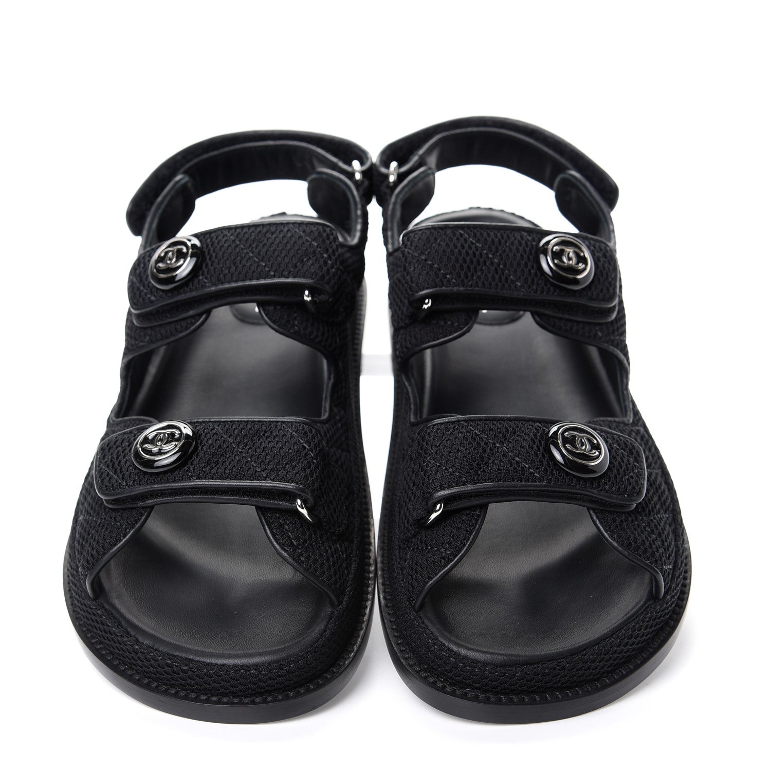 Chanel Fabric Velcro Dad Sandals 40 Black 5 of 11