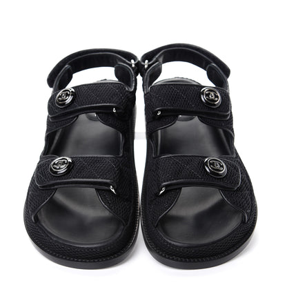 Chanel Fabric Velcro Dad Sandals 40 Black 5 of 11