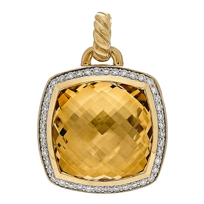 David Yurman 18K Yellow Gold Diamond Citrine 17mm Albion Pendant 1 of 5