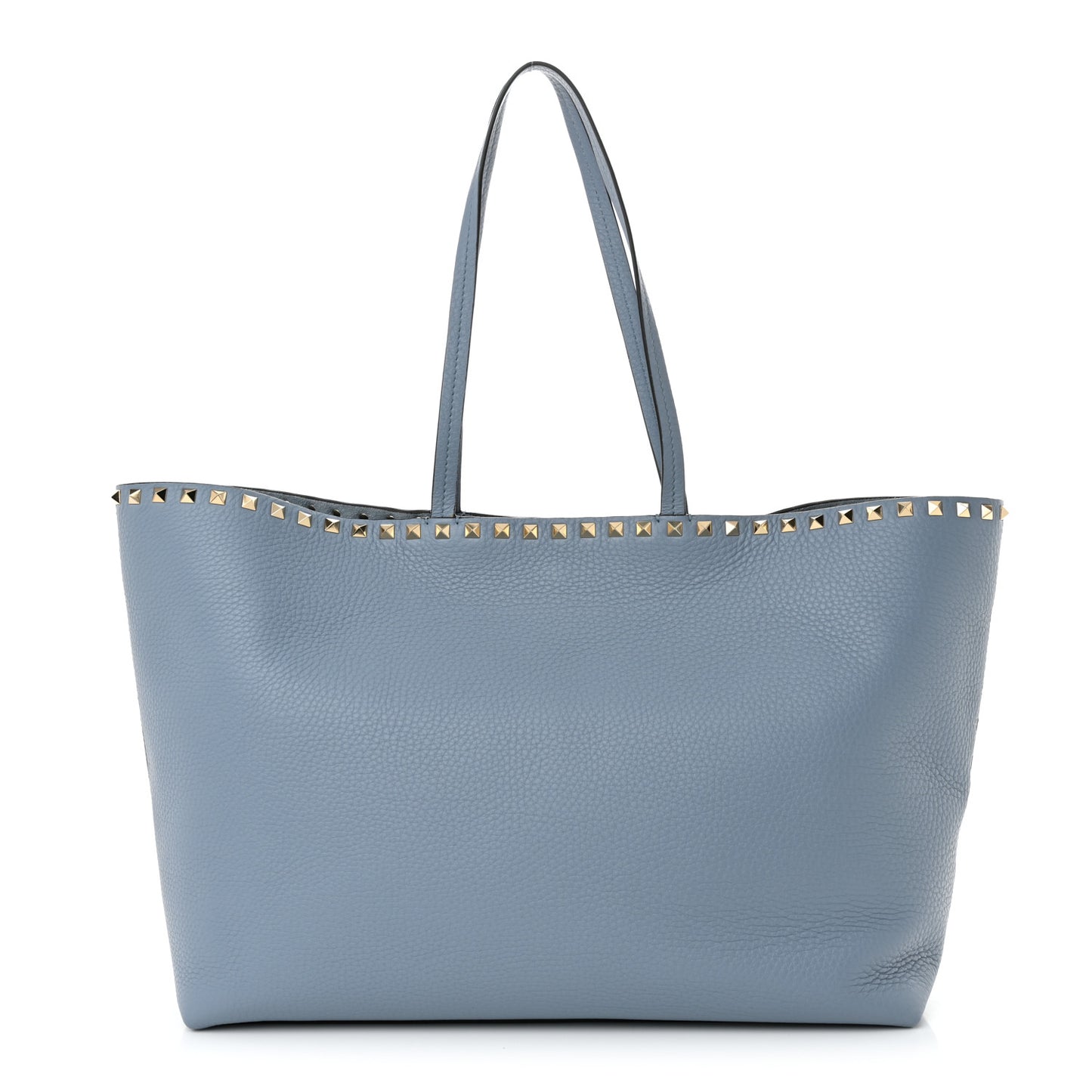 Grained Calfskin Rockstud Shoulder Tote Niagara