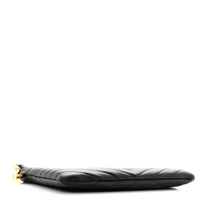 Saint Laurent Calfskin Matelasse Chevron Monogram A5 Wristlet Black 4 of 9