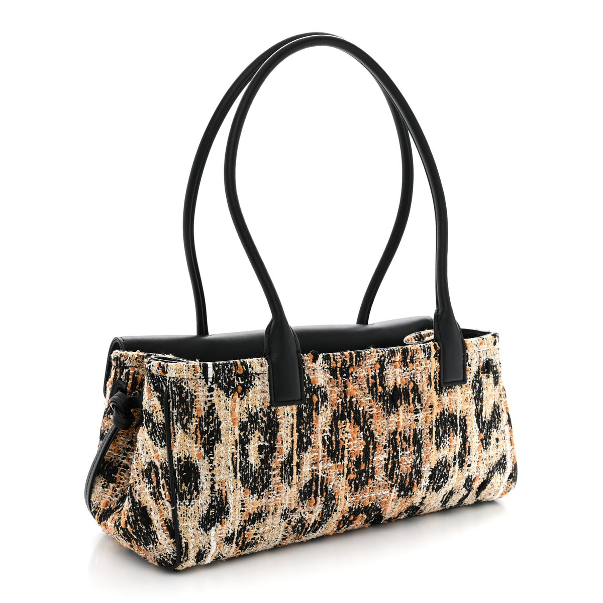 Chanel Calfskin Tweed Mixed Fibers Leopard Print Urban Essentials Small Shopping Bag Brown Black White 3 of 10