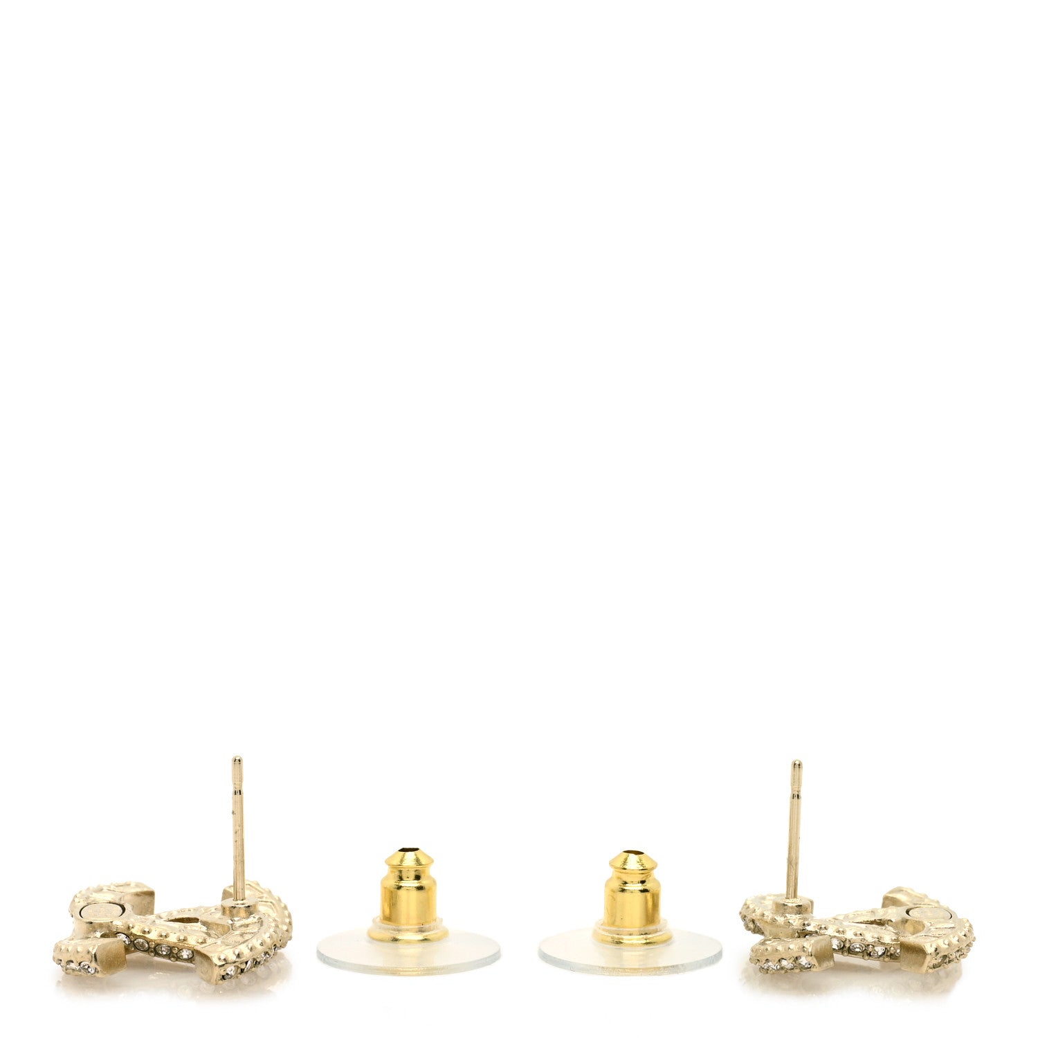 Chanel Crystal Timeless CC Earrings Light Gold 2 of 3