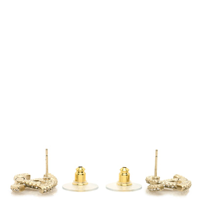 Chanel Crystal Timeless CC Earrings Light Gold 2 of 3