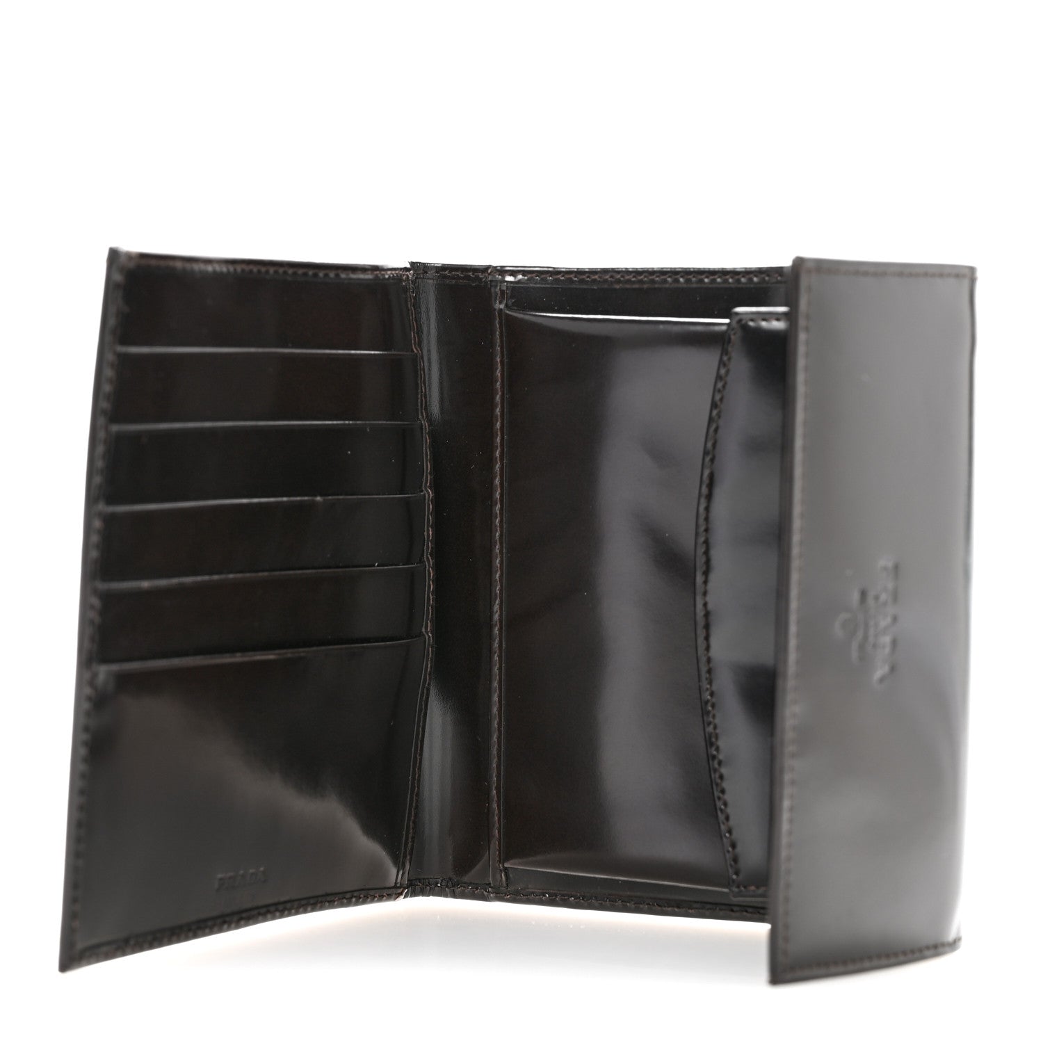 Prada Spazzolato Tri-Fold Compact Wallet Ebano 1917495 – FASHIONPHILE