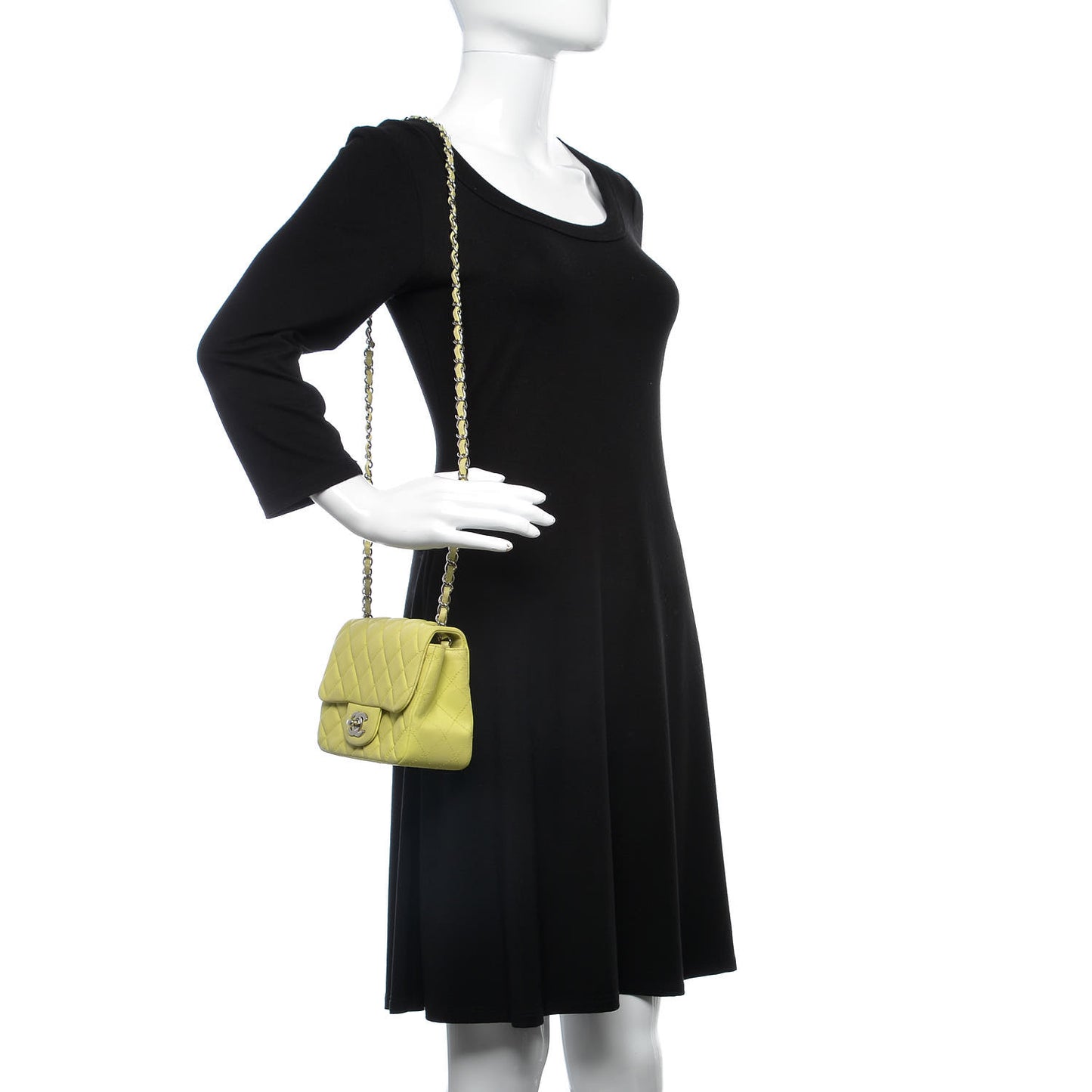 Lambskin Quilted Mini Square Flap Yellow