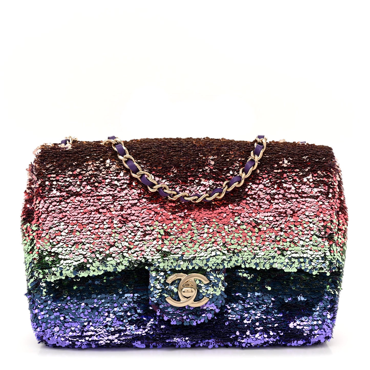Gradient Sequin CC Small Single Flap Multicolor