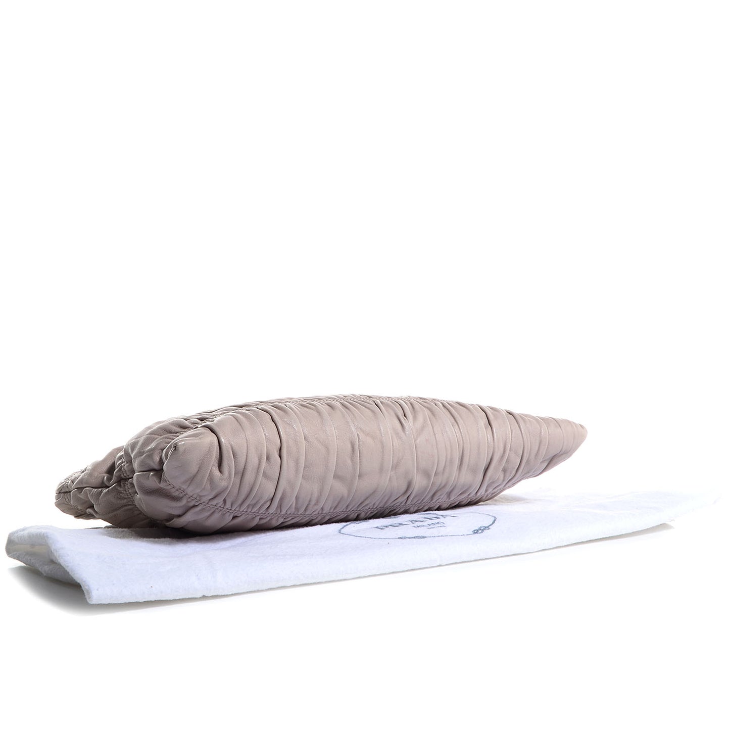 Nappa Gaufre Ruched Clutch Pomice