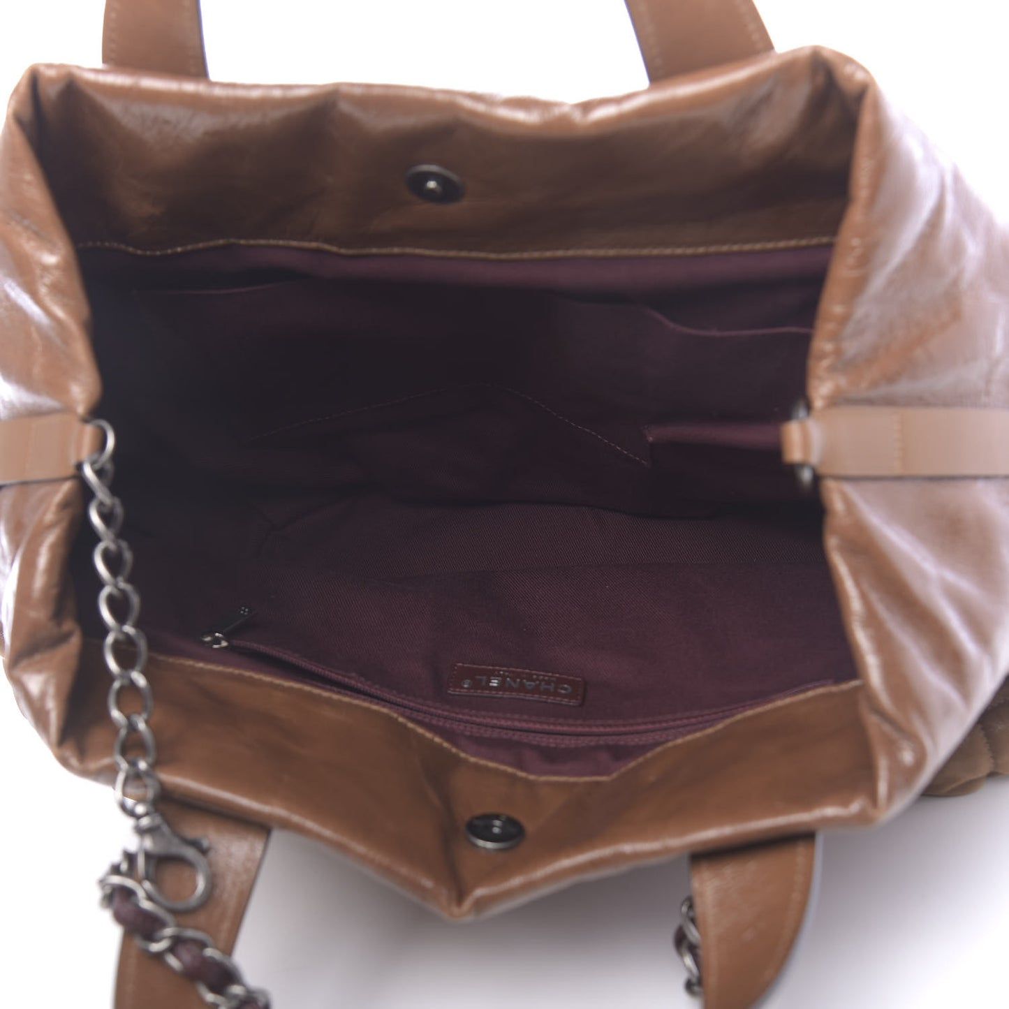 Iridescent Calfskin Large In The Mix Tote Light Brown