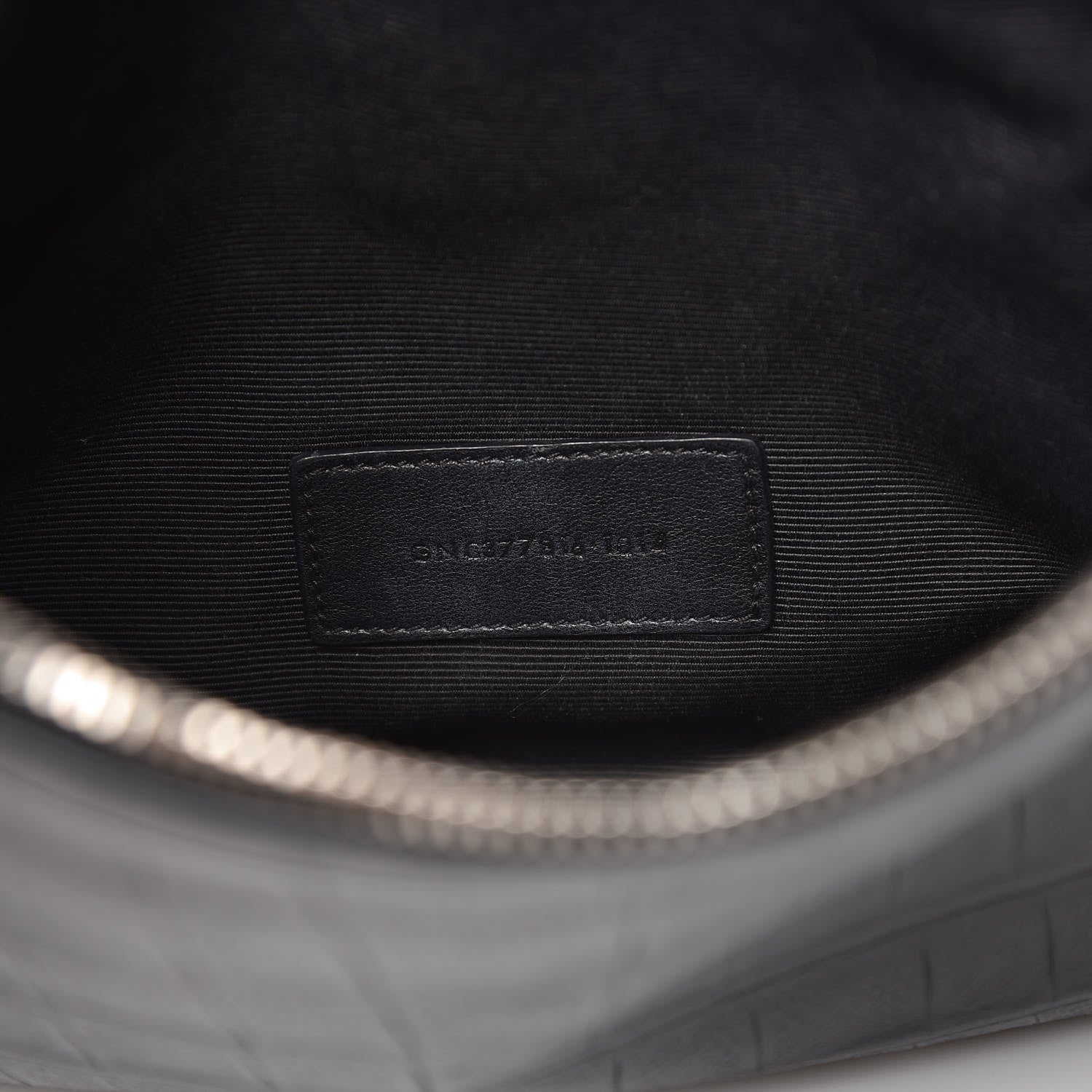 Saint Laurent Calfskin Crocodile Embossed Monogram Zip Pouch Black 7 of 8