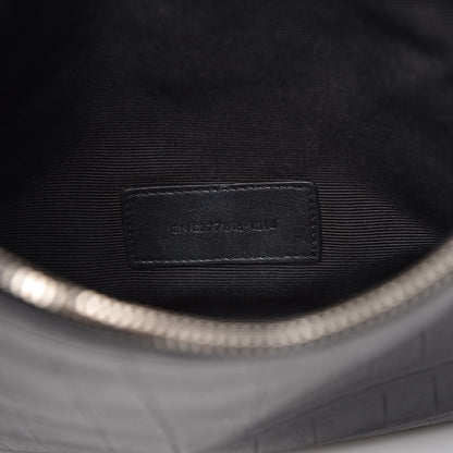 Saint Laurent Calfskin Crocodile Embossed Monogram Zip Pouch Black 7 of 8