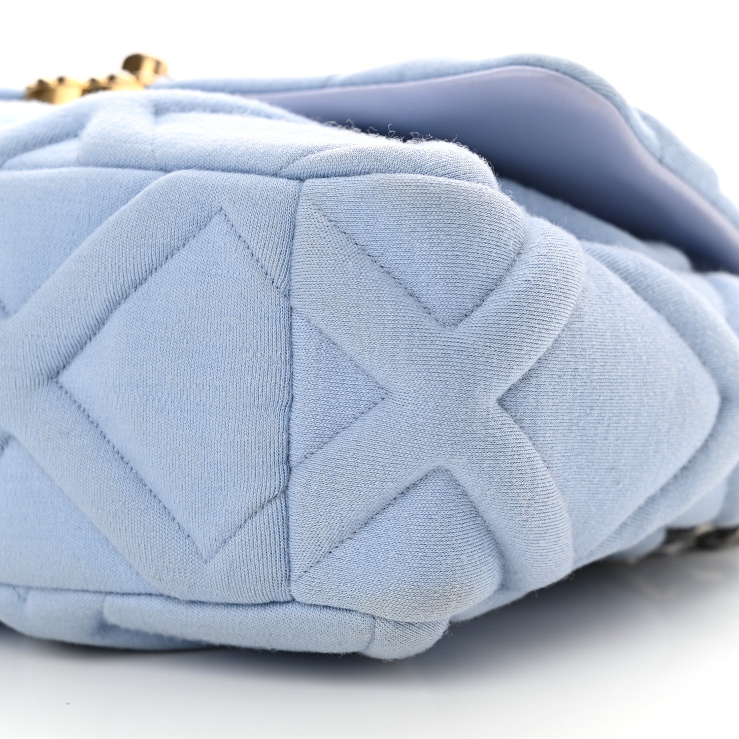 Chanel Jersey Lambskin Quilted Medium Chanel 19 Flap Light Blue 10 of 12