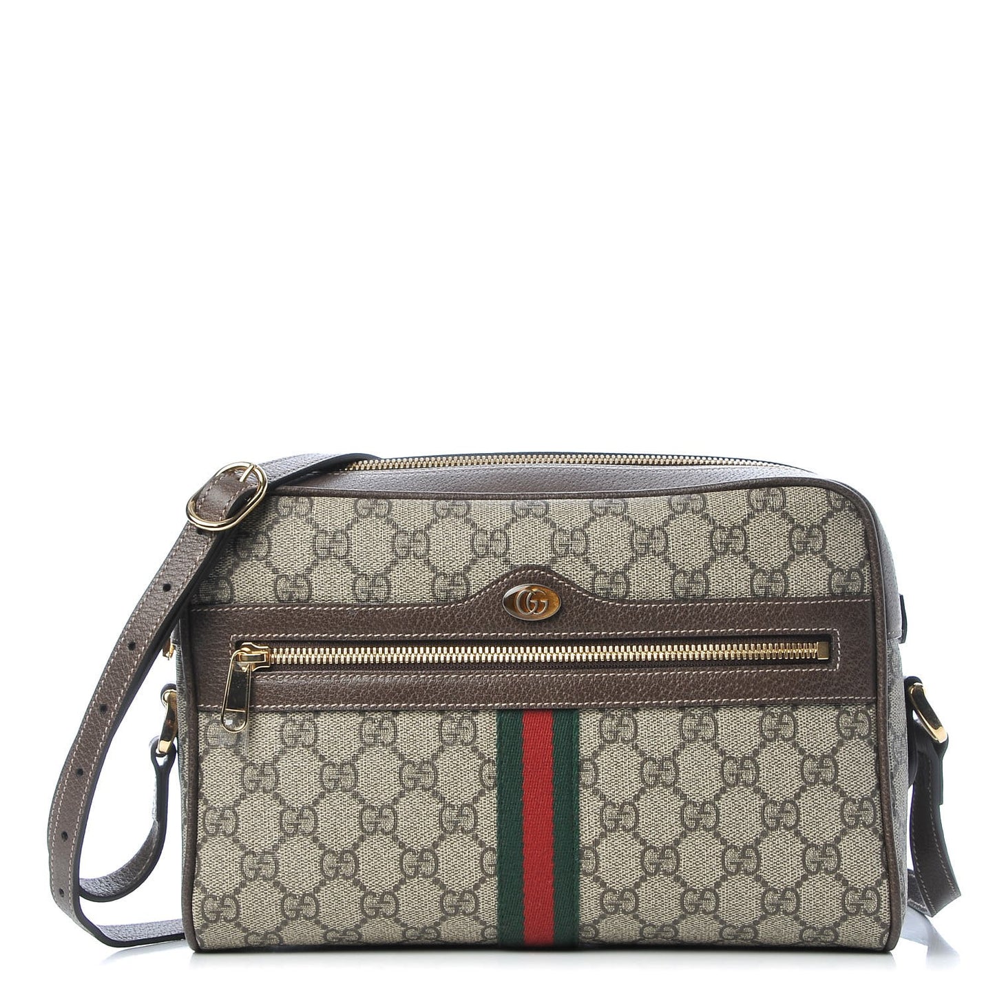 GG Supreme Monogram Web Small Ophidia Shoulder Bag Brown
