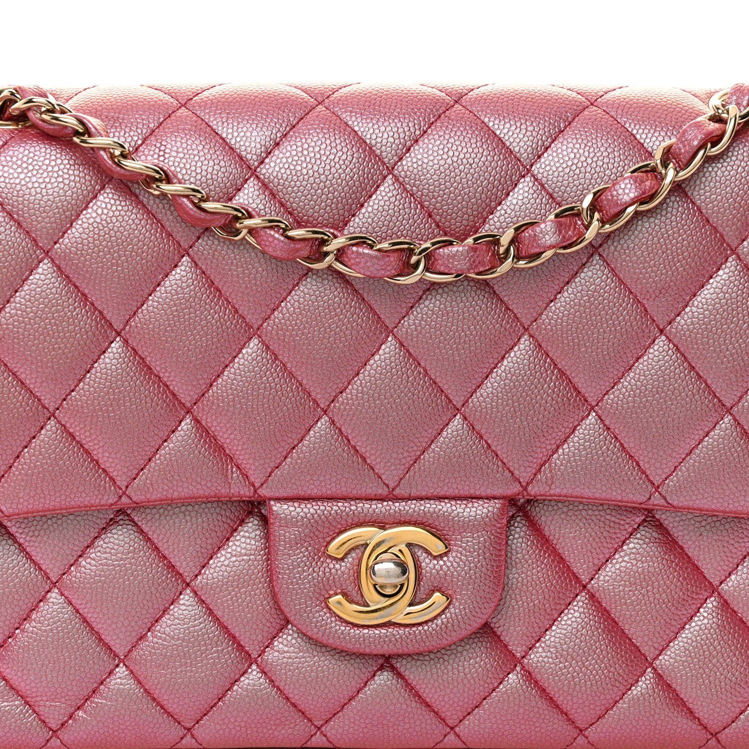 Chanel Iridescent Caviar Quilted Medium Double Flap Pink 8 of 10