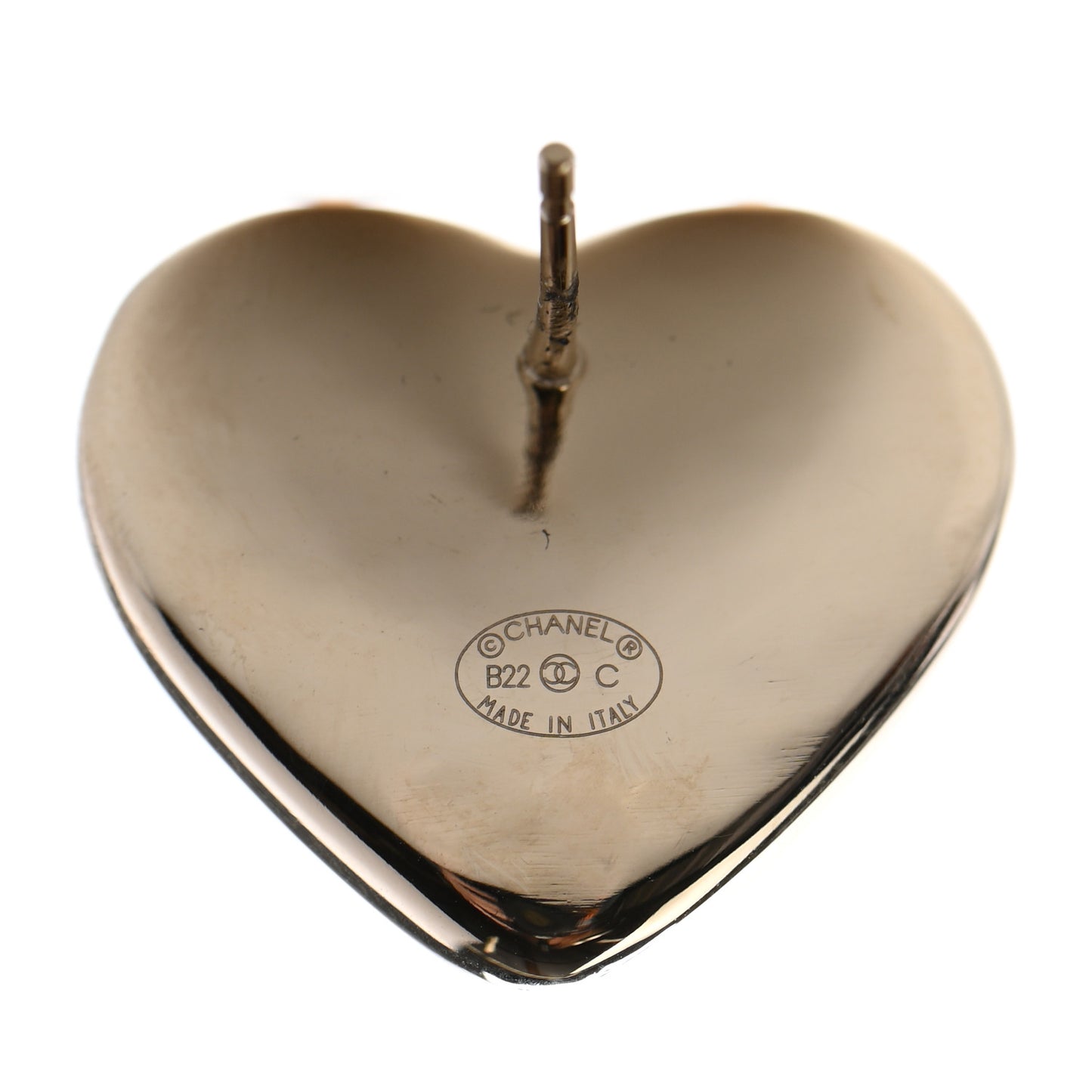 Pearl CC Heart Earrings Gold
