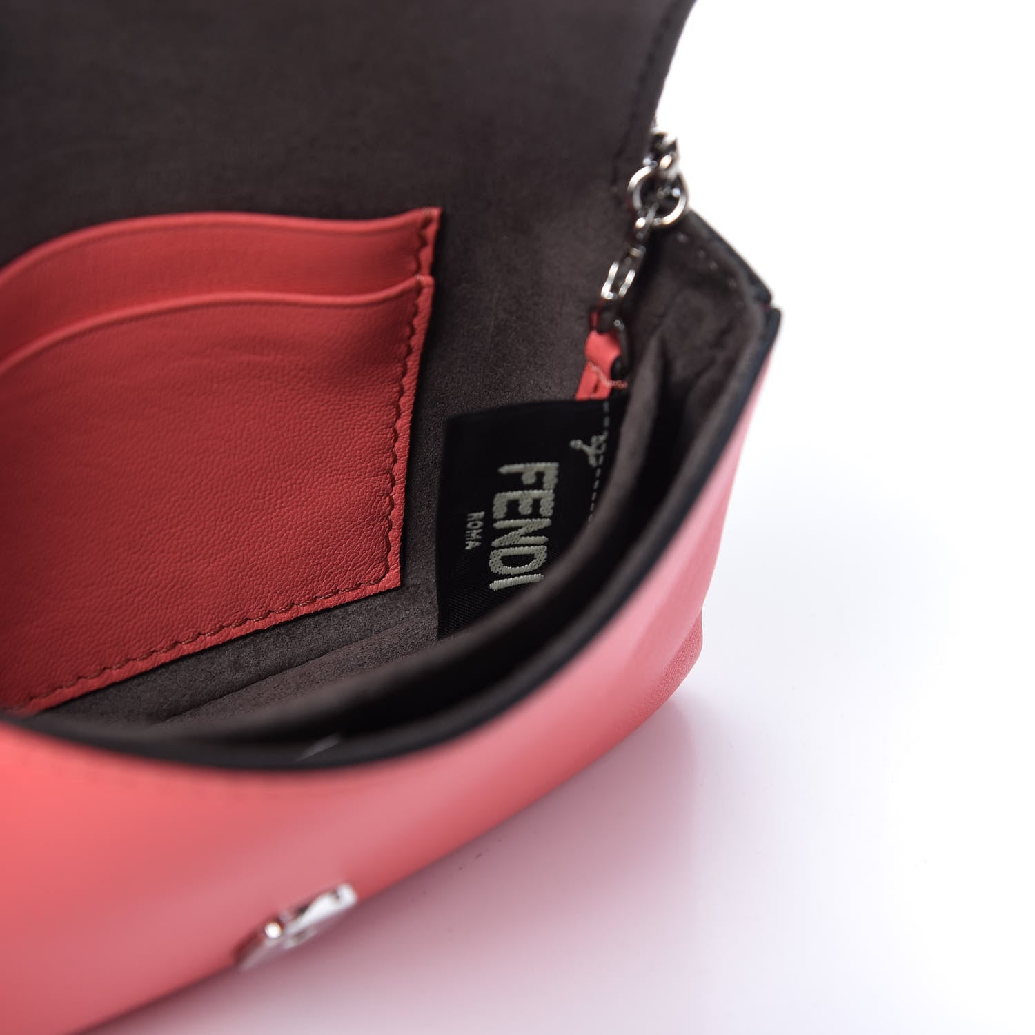 Fendi Nappa Rabbit Fox Fur Micro Buggie Baguette Coral 6 of 8