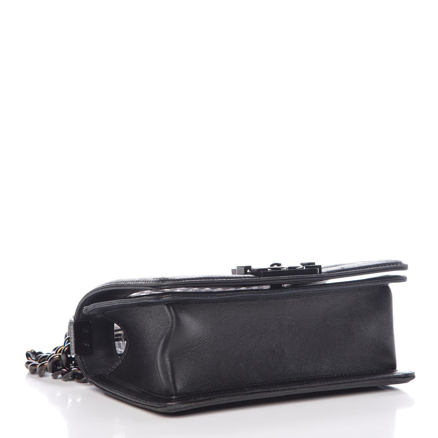 Lambskin PVC Thread Woven Small Boy Flap Black