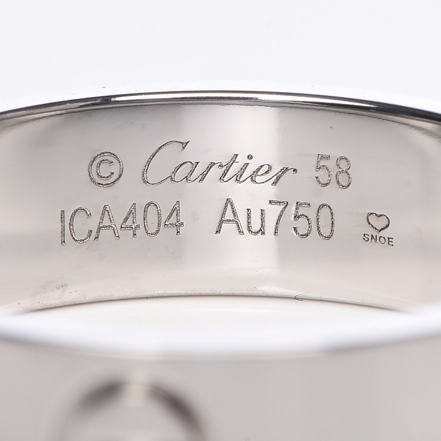 18K White Gold 5.5mm LOVE Ring 58 8.25