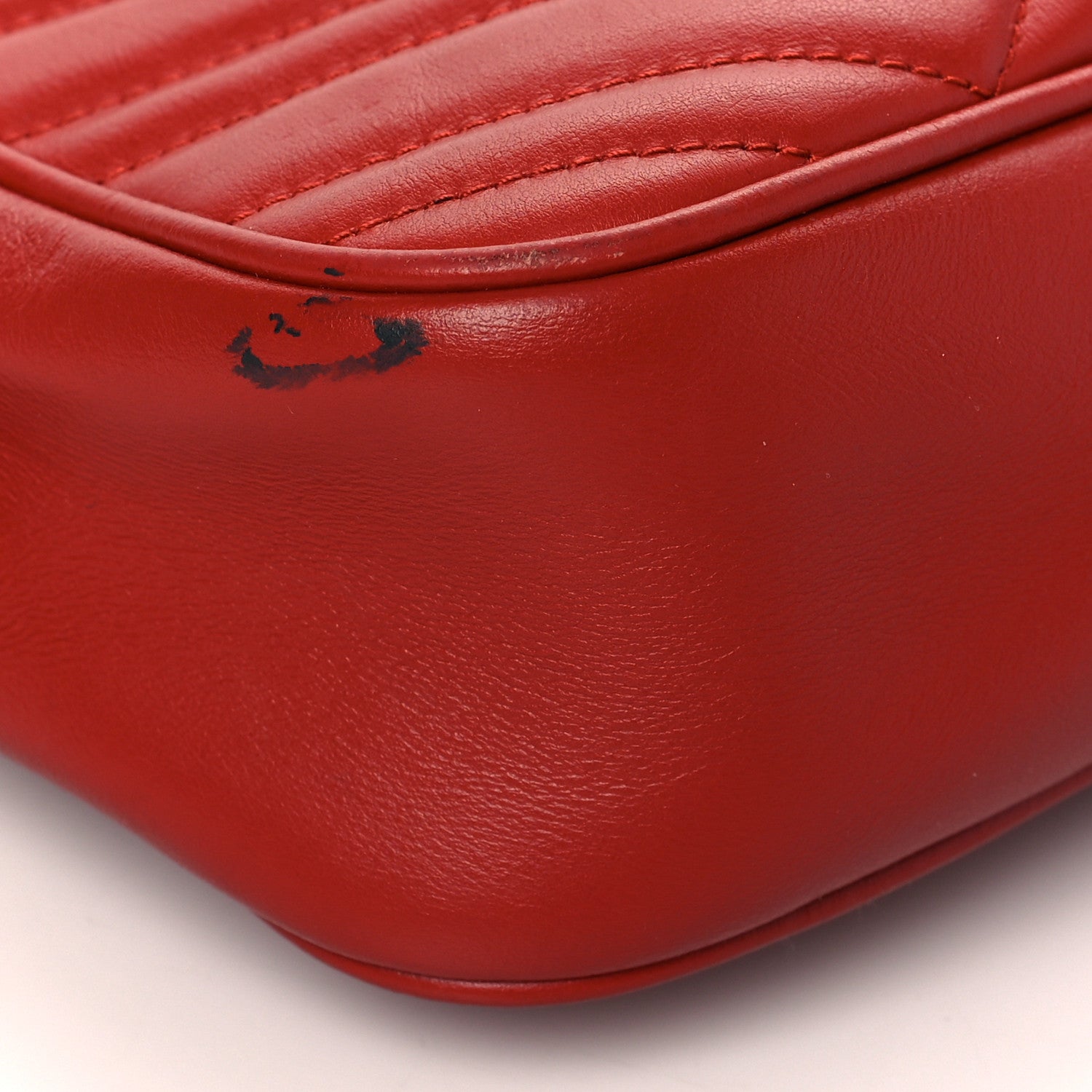 Gucci Calfskin Matelasse Small GG Marmont Chain Shoulder Bag Hibiscus Red 10 of 14
