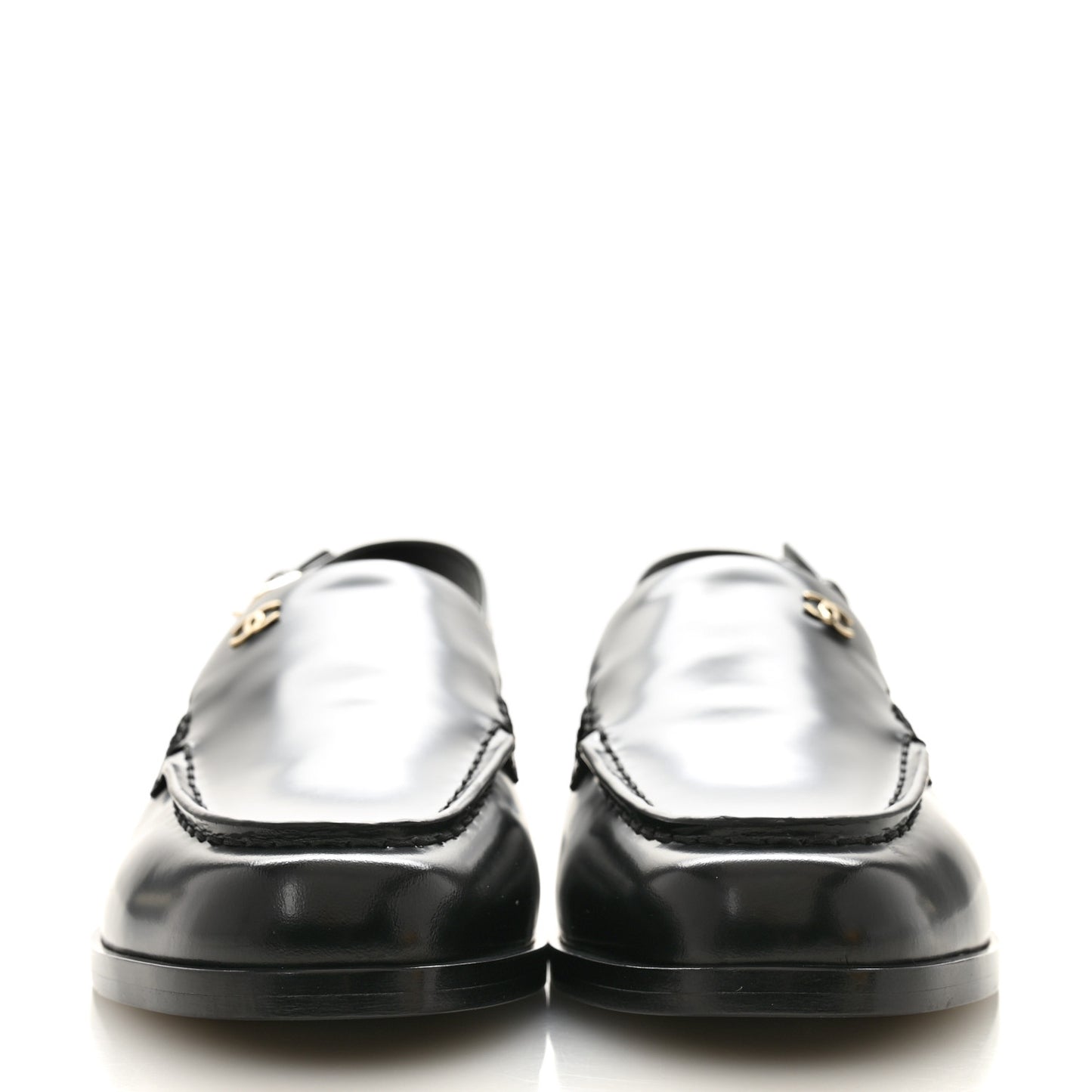 Shiny Calfskin Slingback Loafers 39.5  Black