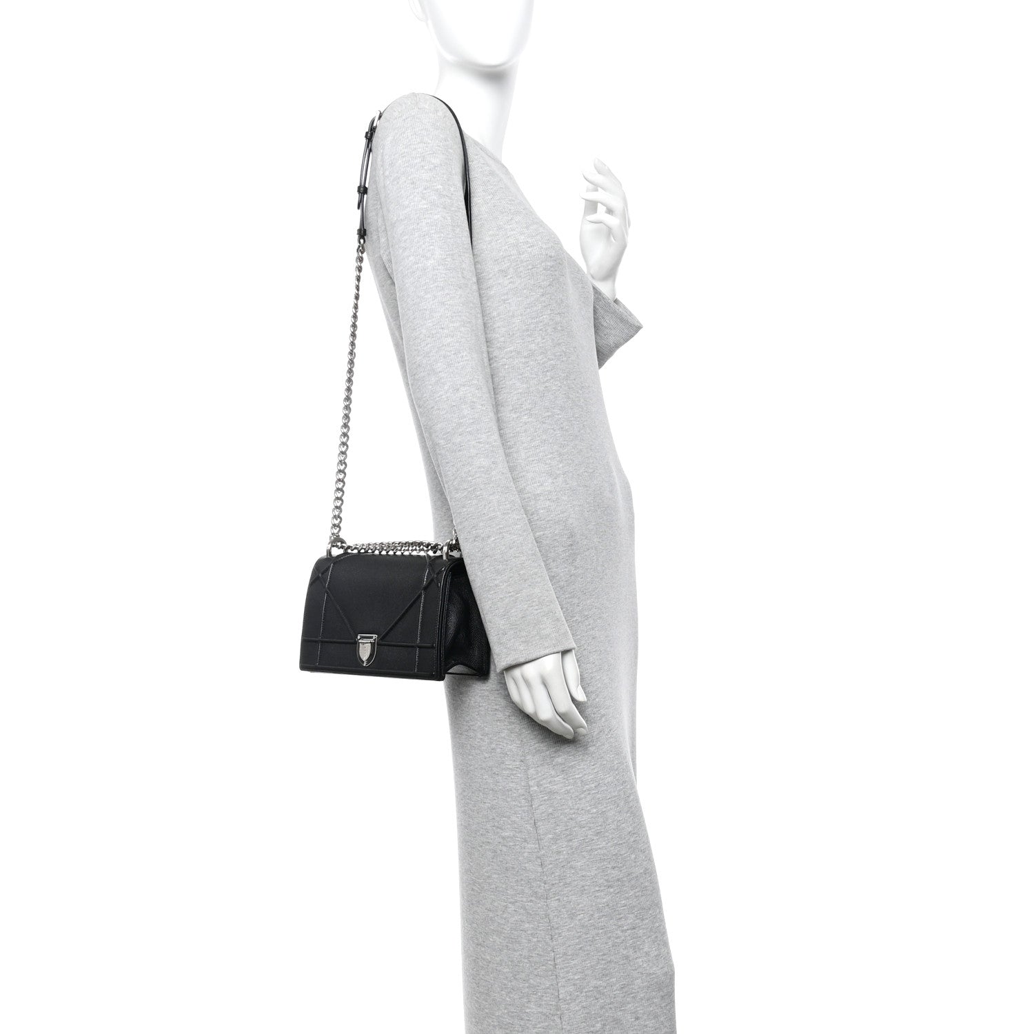 Christian Dior Grained Calfskin Small Diorama Flap Bag Black 2 of 11