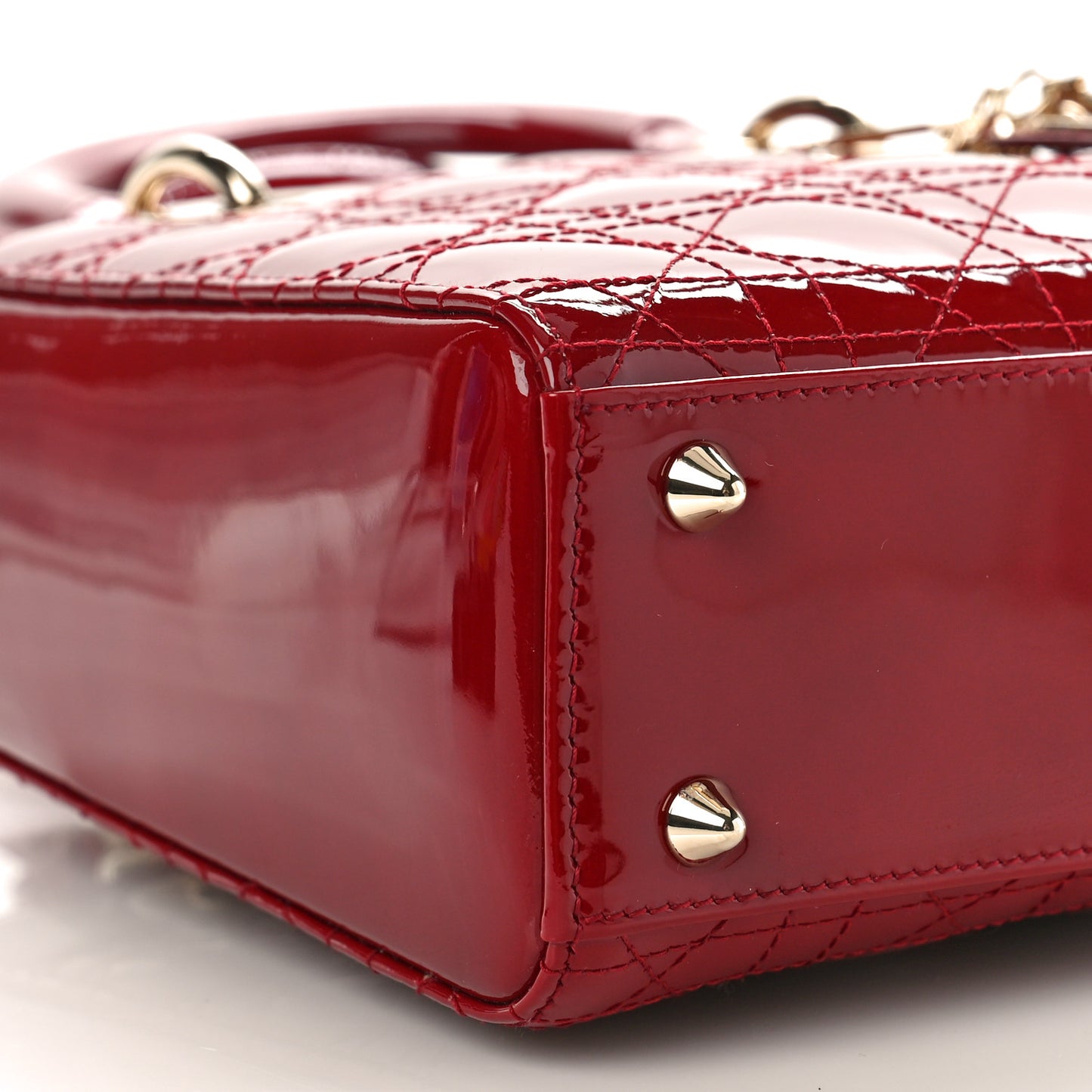 Patent Cannage Small Lady Dior Cherry Red