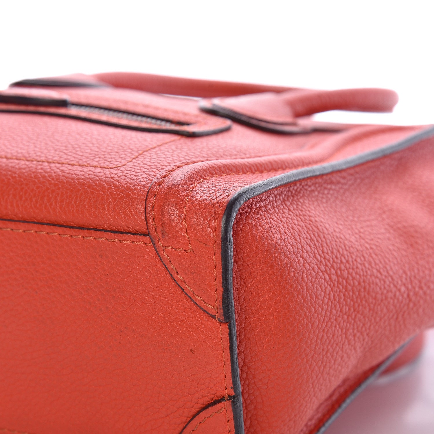 Celine Drummed Calfskin Nano Luggage Vermillion 14 of 15