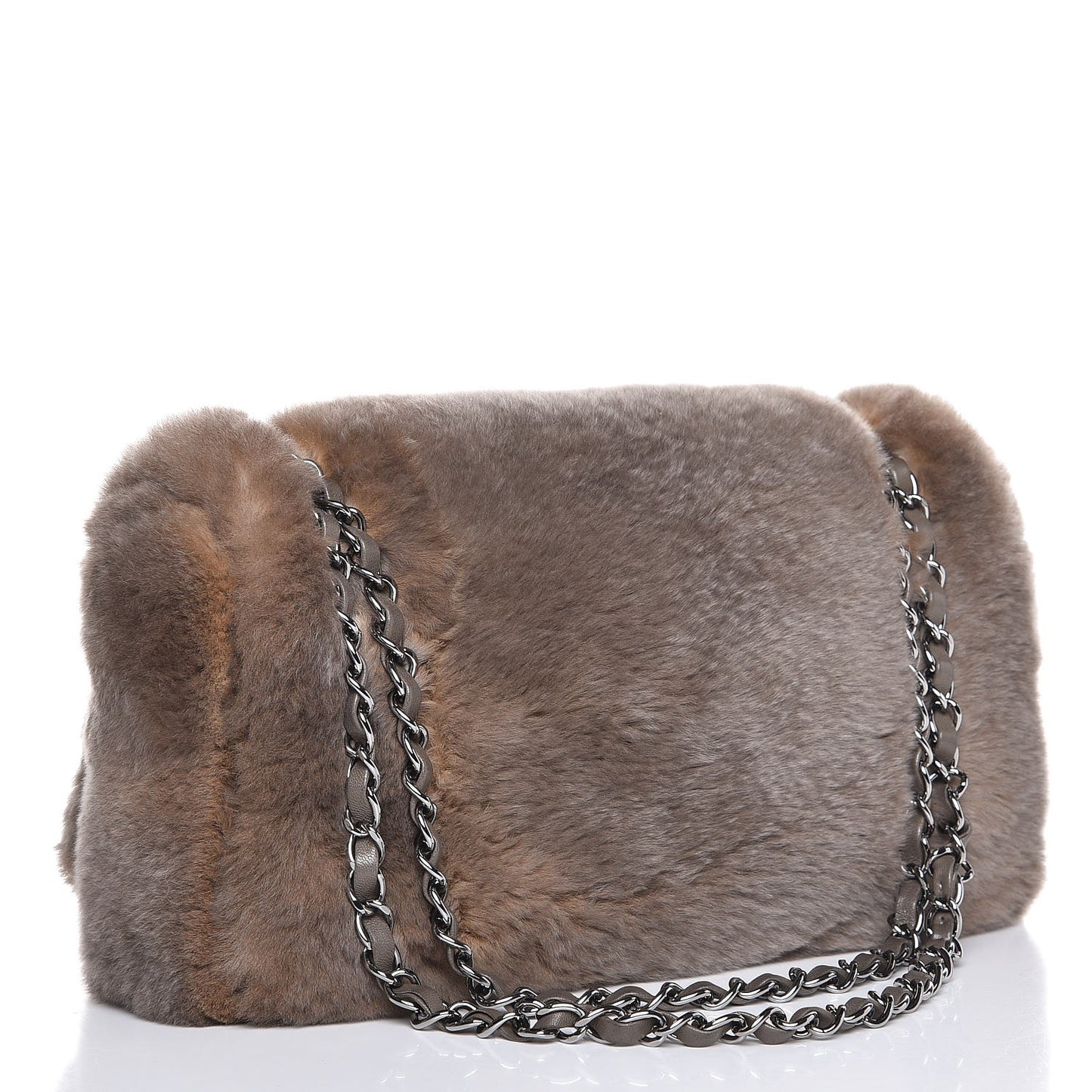 Rabbit Fur CC Flap Bag Brown