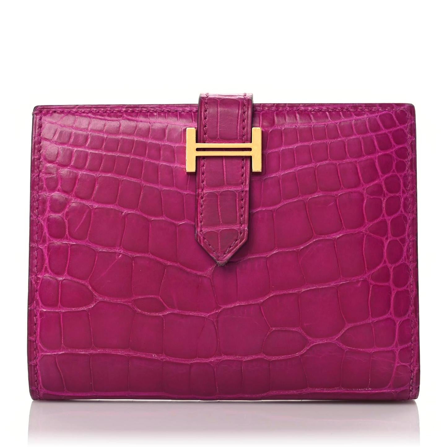 Matte Alligator Bearn Compact Wallet Rose Scheherazade