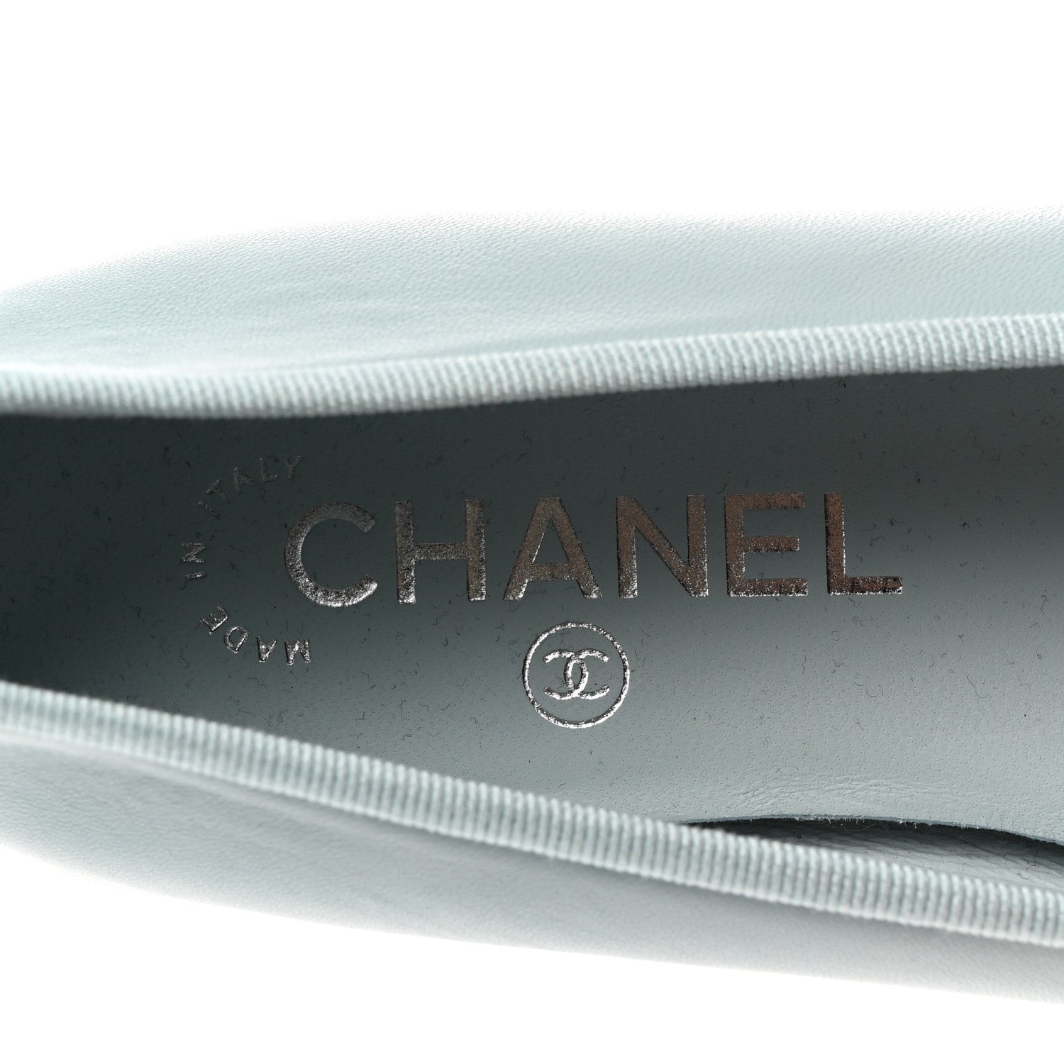 Chanel Lambskin Cap Toe CC Ballerina Flats 37.5 Light Blue Black 8 of 9