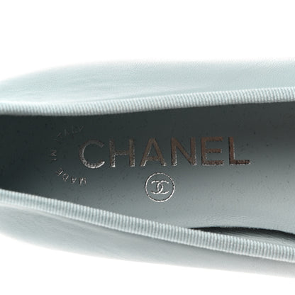 Chanel Lambskin Cap Toe CC Ballerina Flats 37.5 Light Blue Black 8 of 9