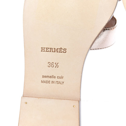 Hermes Metallic Nappa Oran Sandals 36.5 Rose Dore 9 of 10