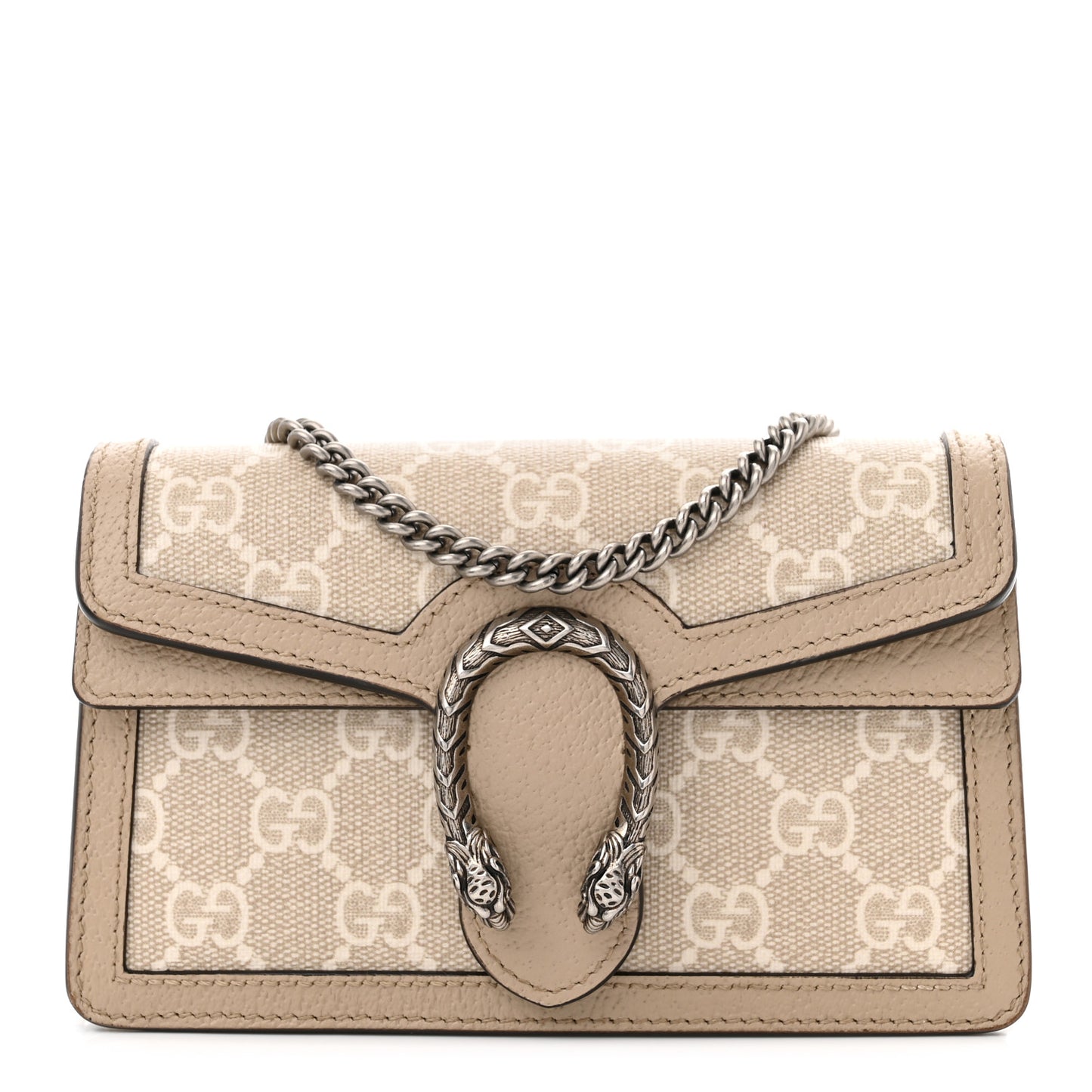 GG Supreme Monogram Textured Dollar Calfskin Super Mini Dionysus Shoulder Bag Beige Mystic White Oatmeal