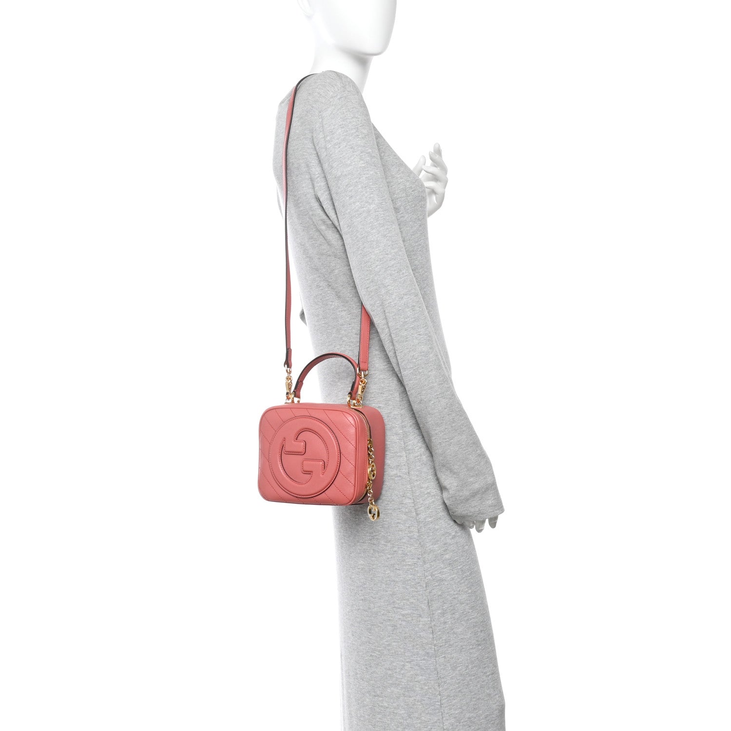 Gucci Sakai Be Green Calfskin Diagonal Stitched Blondie Top Handle Bag Pink 2 of 11