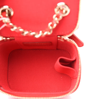 Chanel Caviar Quilted Mini Vanity Case With Chain Red 5 of 11