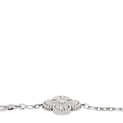 Van Cleef & Arpels 18K White Gold 5 Motifs Guilloche Vintage Alhambra Bracelet 4 of 5