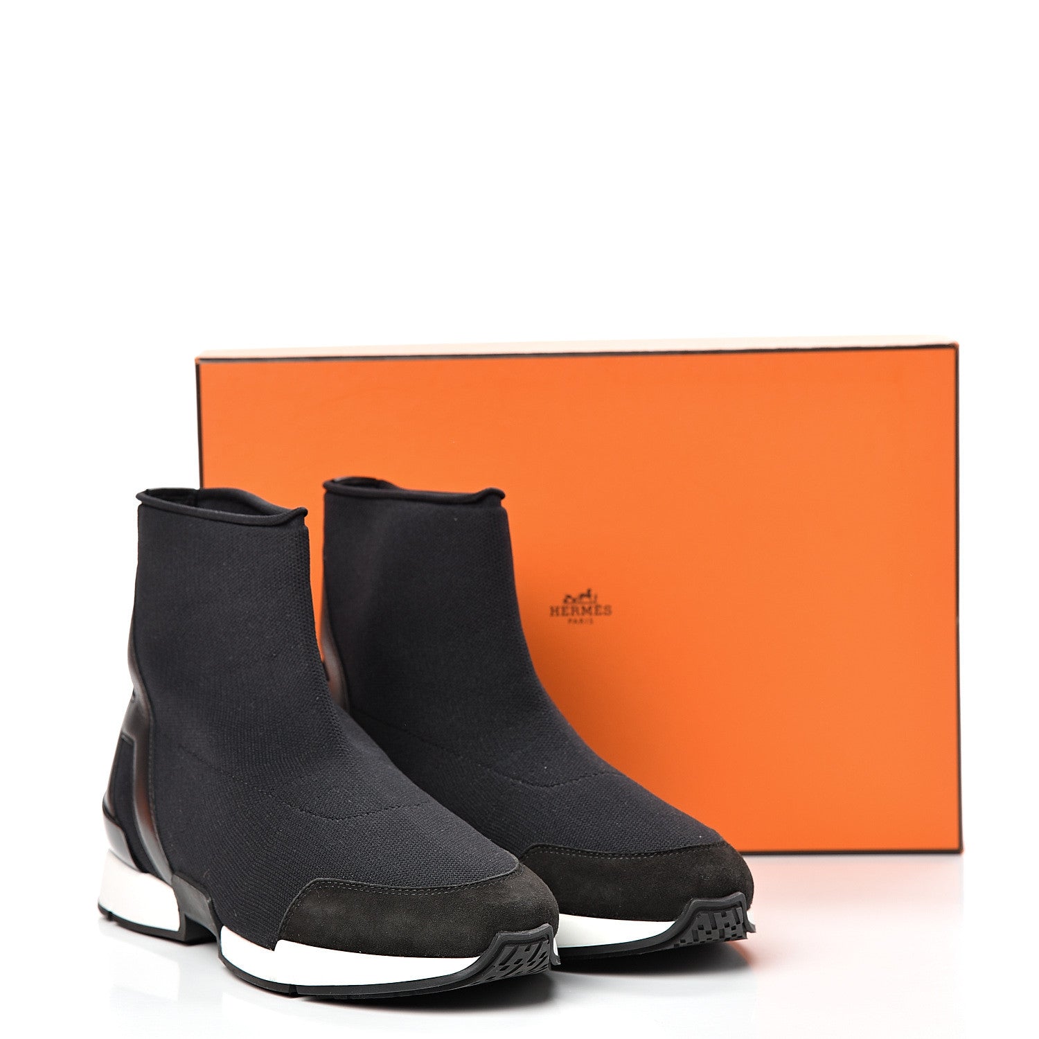 Hermes Mesh Calfskin Suede Soft Sneakers 37 Black 9 of 9