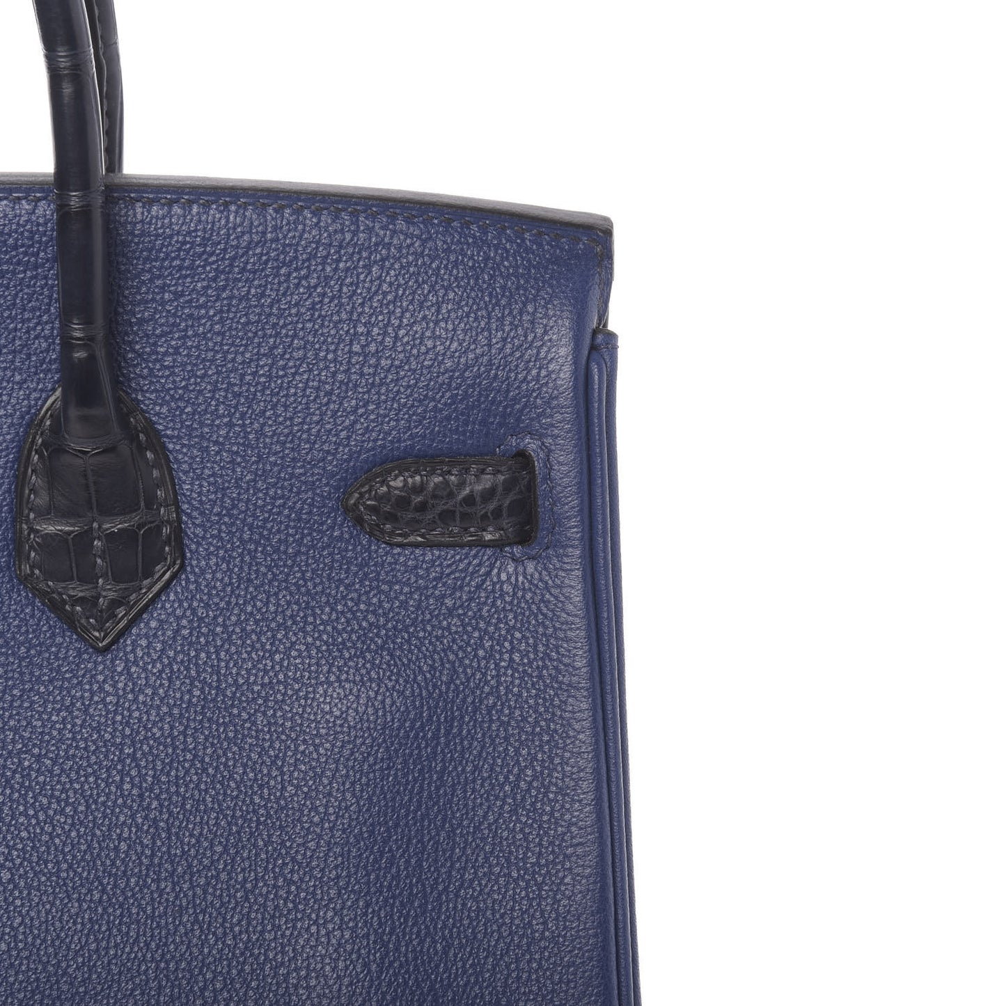 Taurillon Novillo Matte Alligator Birkin Touch 25 Bleu Saphir Marine