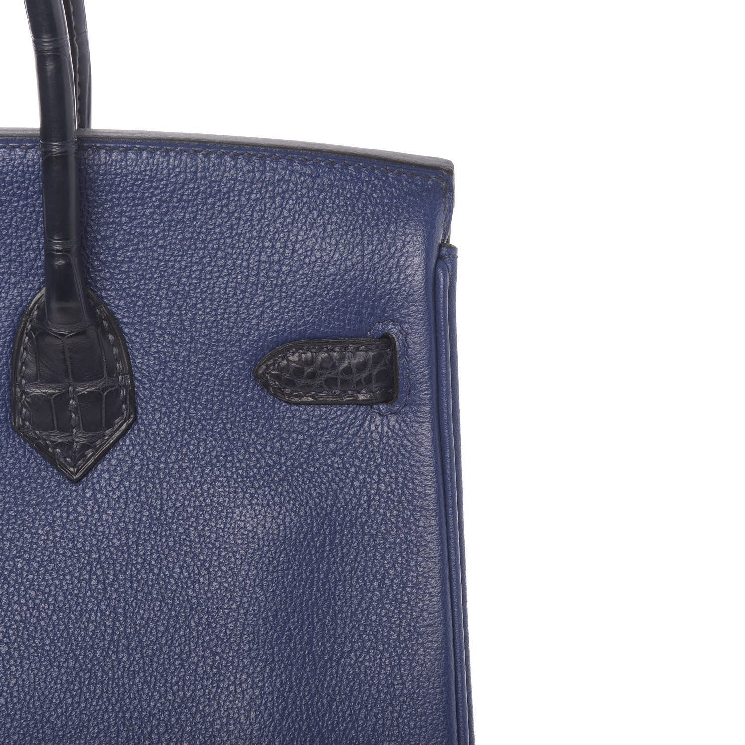 Hermes Taurillon Novillo Matte Alligator Birkin Touch 25 Bleu Saphir Marine 14 of 38