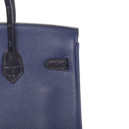 Hermes Taurillon Novillo Matte Alligator Birkin Touch 25 Bleu Saphir Marine 14 of 38