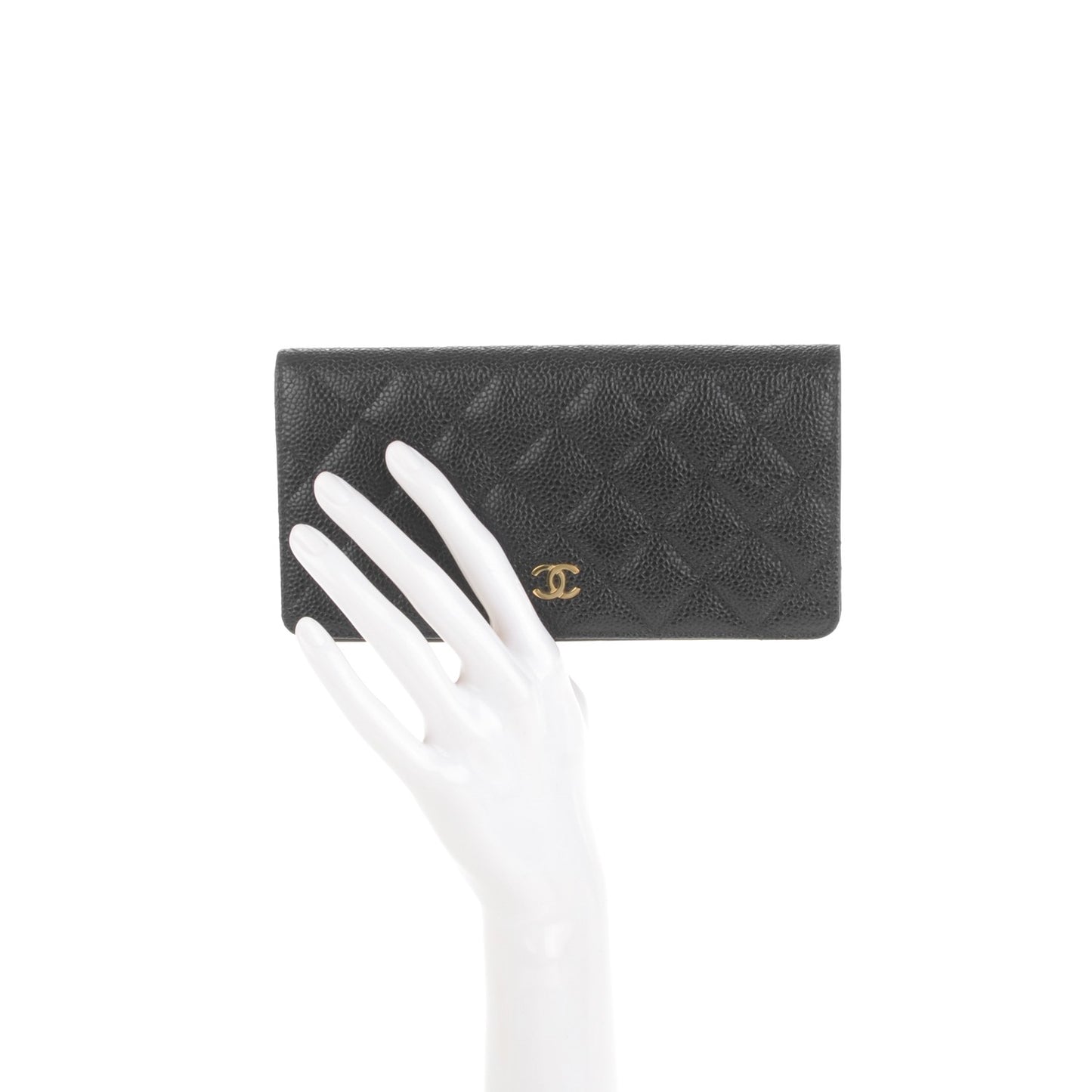 Caviar Quilted Yen Wallet Black