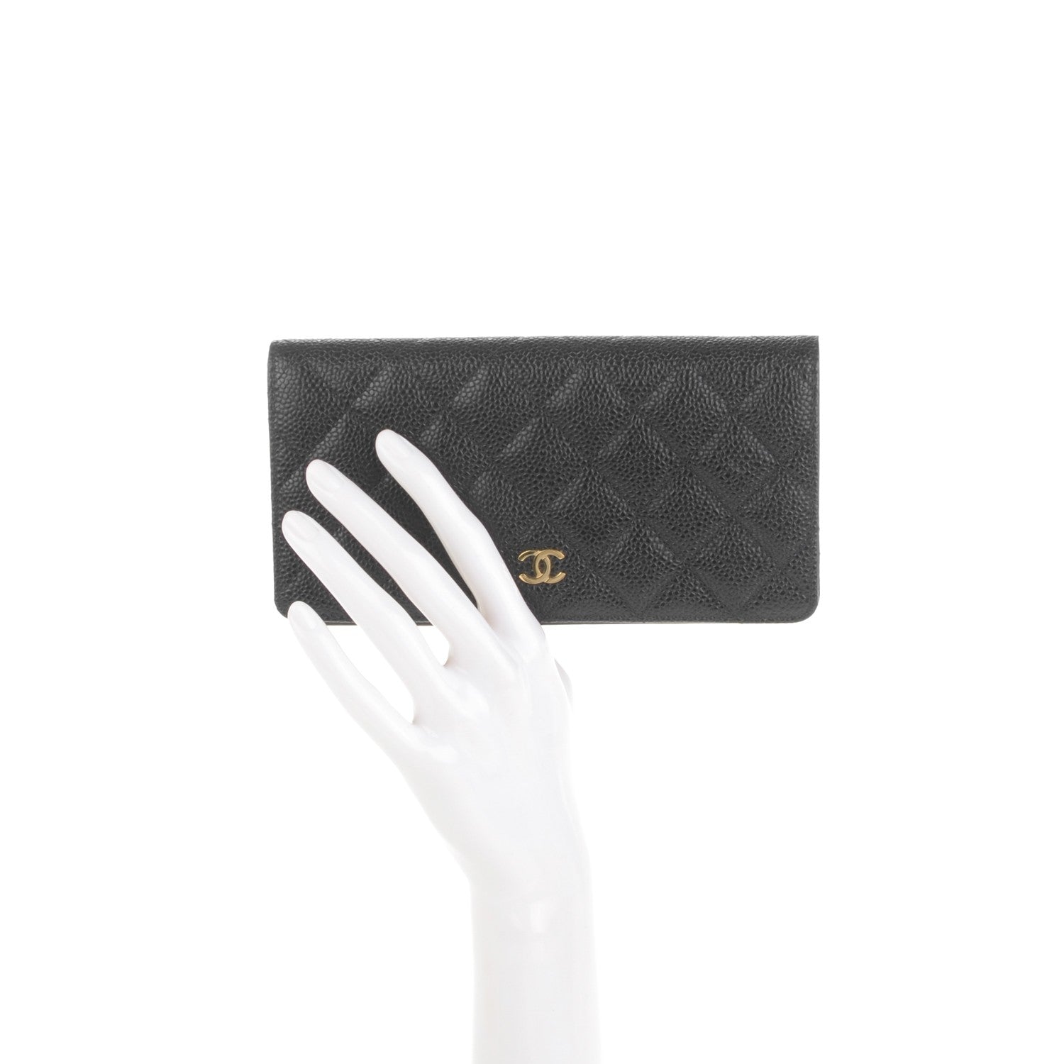 Chanel Caviar Quilted Yen Wallet Black 2 of 8