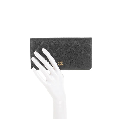 Chanel Caviar Quilted Yen Wallet Black 2 of 8