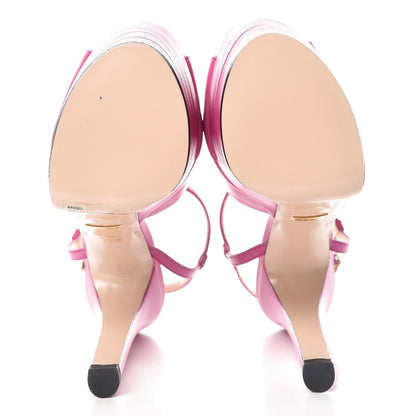 Gucci Malaga Kid Angel T-Strap Platform High Heel Sandals 38 Rododendro 5 of 8