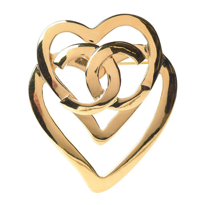 Chanel CC Heart Brooch Gold 1 of 4